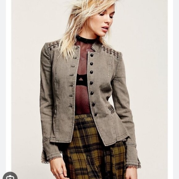 Free People Jackets & Blazers - Free People Victorian Lace Up Military Jacket Size Med